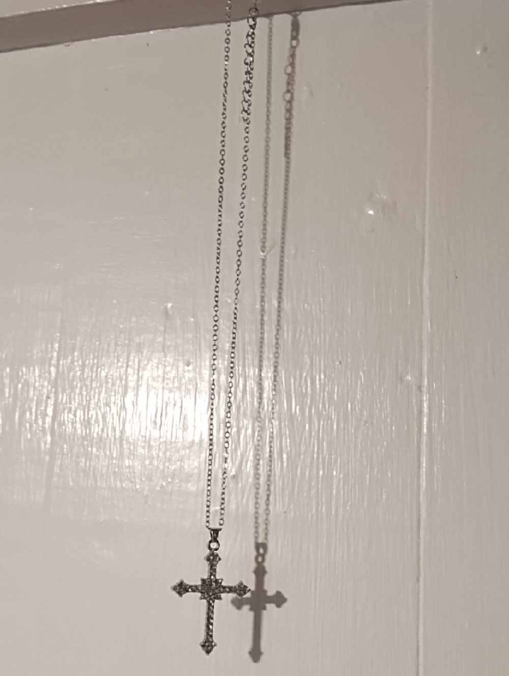 C&C  Silver Cross Pendant Necklace NWOT Shiny Faux Diamonds.